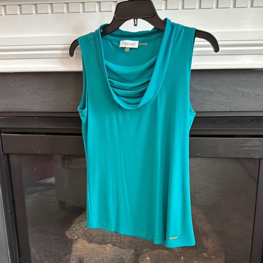Calvin Klein Blue Sleeveless Fitted Tank Top